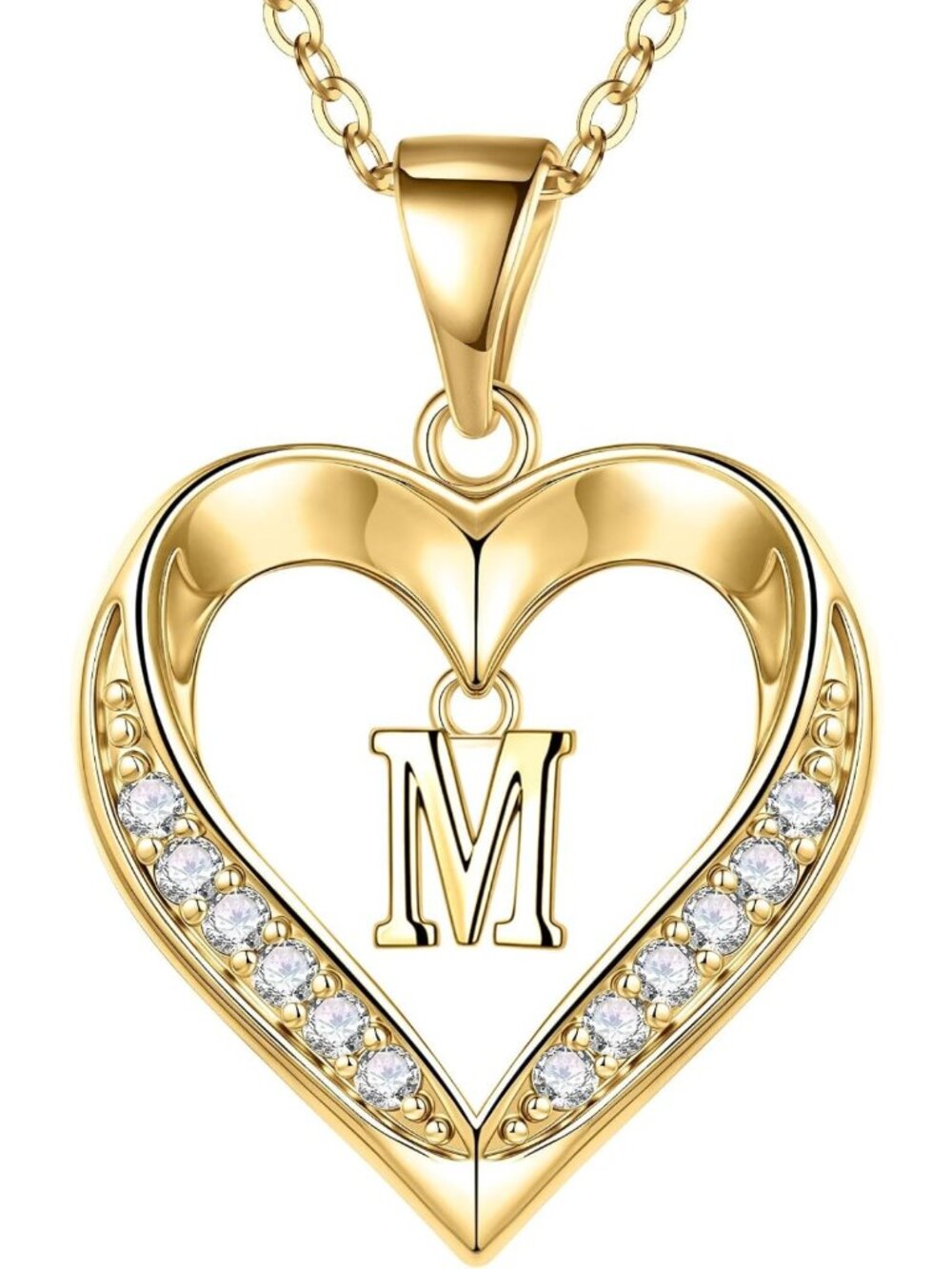 Heart Initial Necklace for Women, 14K Gold Plated Personalized Jewelry Gift